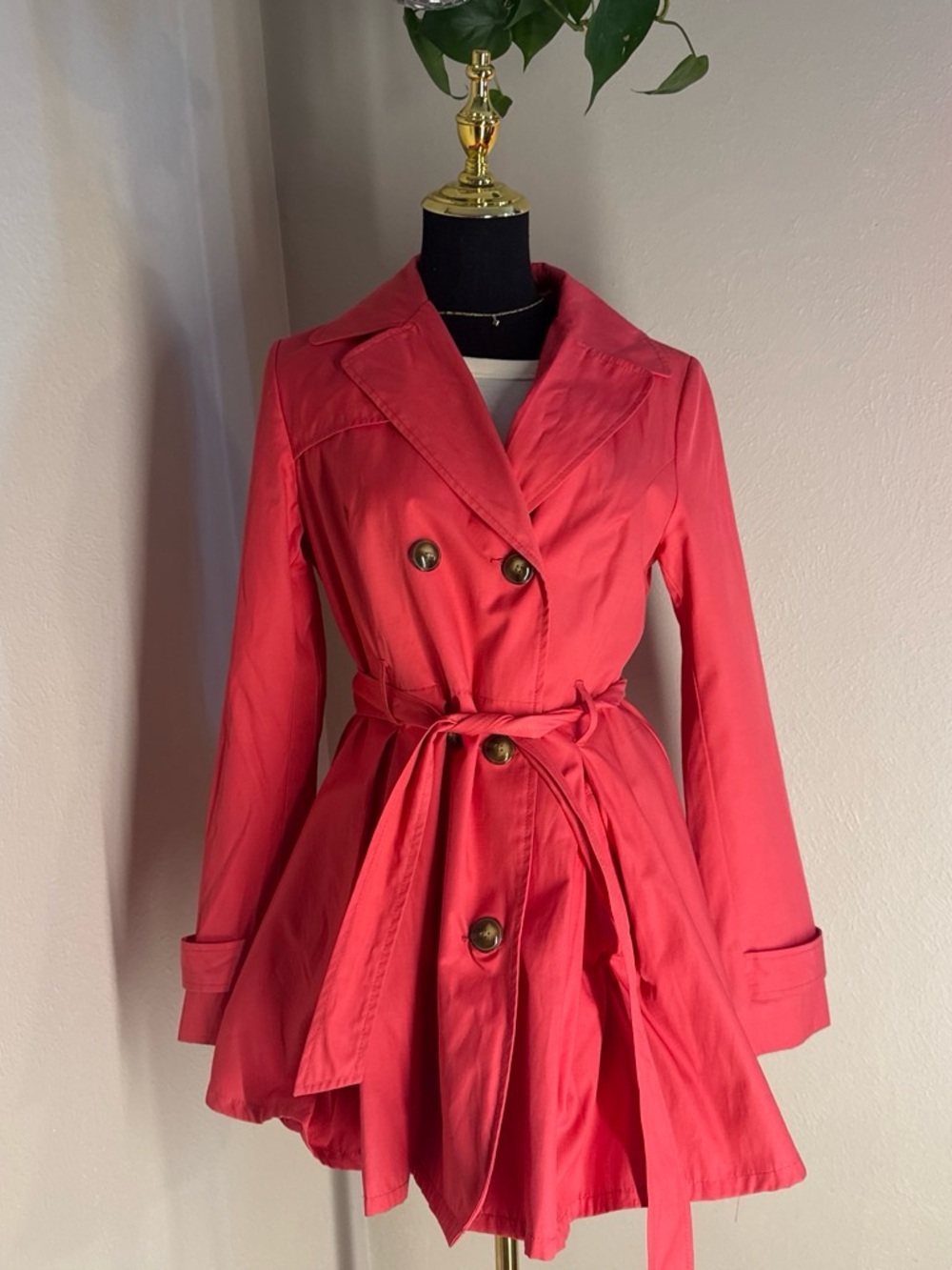 Black Rivet Pink Trench Coat